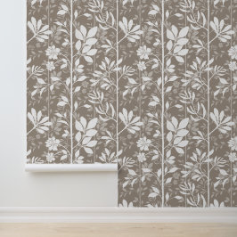 Vines of Quiet Joy XL white botanical silhouette Tapete