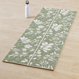 Vines of Quiet Joy XL white botanical silhouette Yogamatte