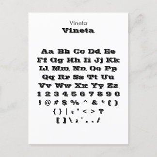 Vineta - Zazzle-Schriftart-Mustervorlage Postkarte