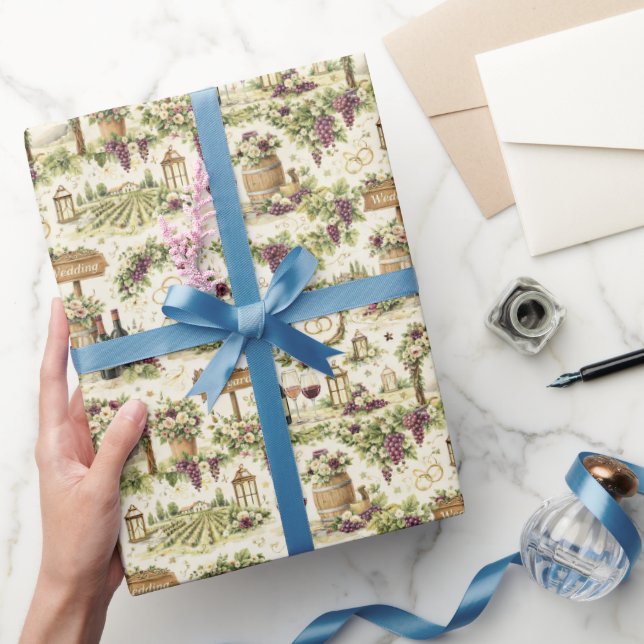 Vineyard Estate Wedding Watercolor Pattern Geschenkpapier (Schenken)