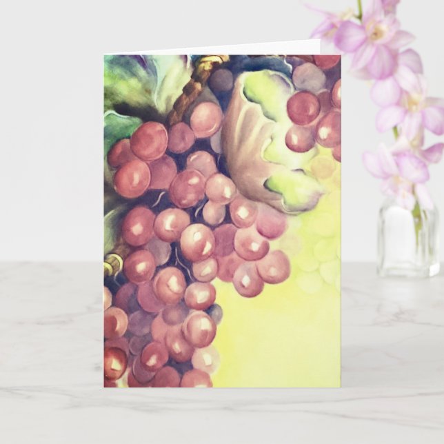 Vineyard Grapes Watercolor Greeting Card | Wine  Karte (Orchidee)