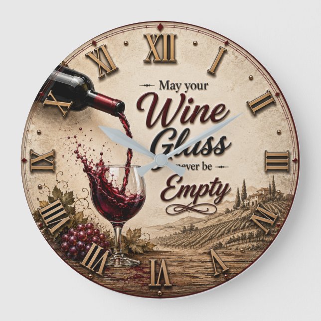Vineyard Wine Lover Decor Große Wanduhr (Vorderseite)