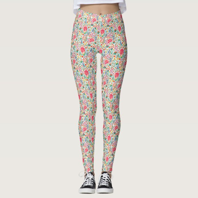 Vingtage Summer Wildblumen Meadow Leggings (Vorderseite)