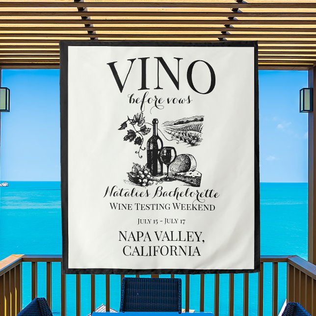 Vino Before Vows Bach Custom Weinkeller Bacheloret Wandteppich (Von Creator hochgeladen)