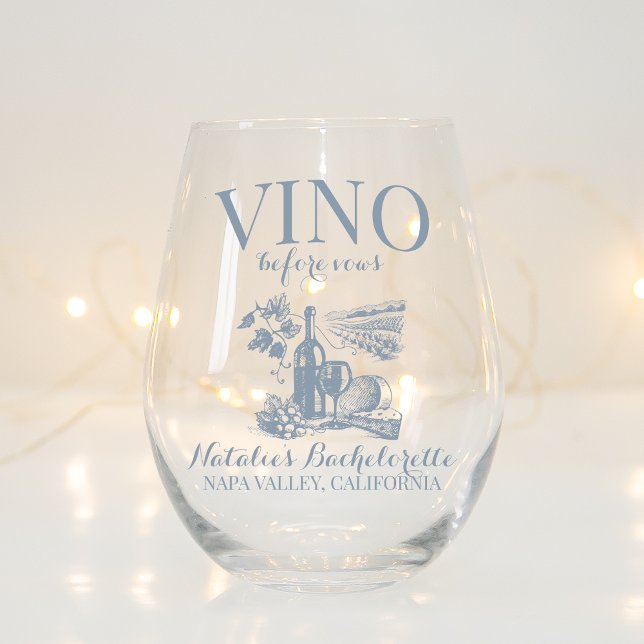 Vino Before Vows Bach Custom Weinkeller Bacheloret Weinglas Ohne Stiel (Von Creator hochgeladen)