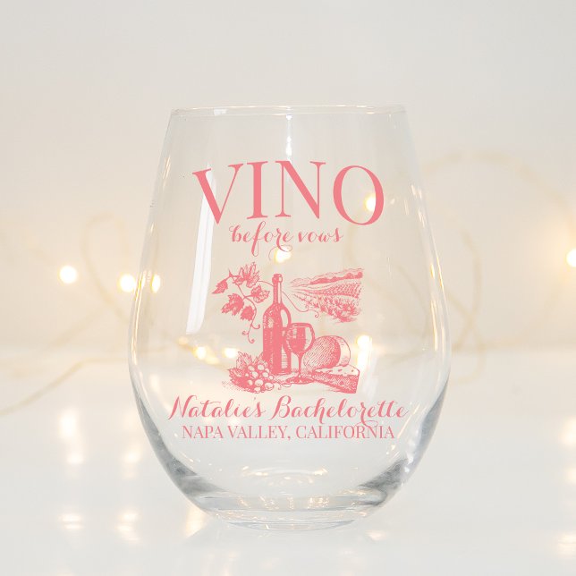 Vino Before Vows Bach Custom Weinkeller Bacheloret Weinglas Ohne Stiel (Von Creator hochgeladen)