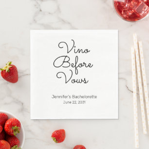 Vino Before Vows Bachelorette Paper Party Napkins Serviette