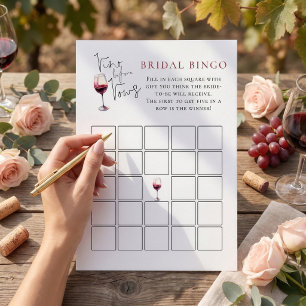 Vino Before Vows Bingo Spiel Brautparty Karte