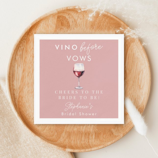 Vino Before Vows Blush Rosa Roter Wein Brautparty Serviette (Von Creator hochgeladen)