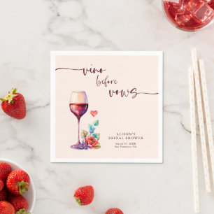 Vino Before Vows Brautparty Burgundy Serviette