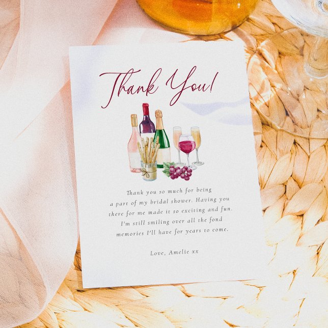 Vino Before Vows Brautparty Dankeskarte (Card Front Mock-up)