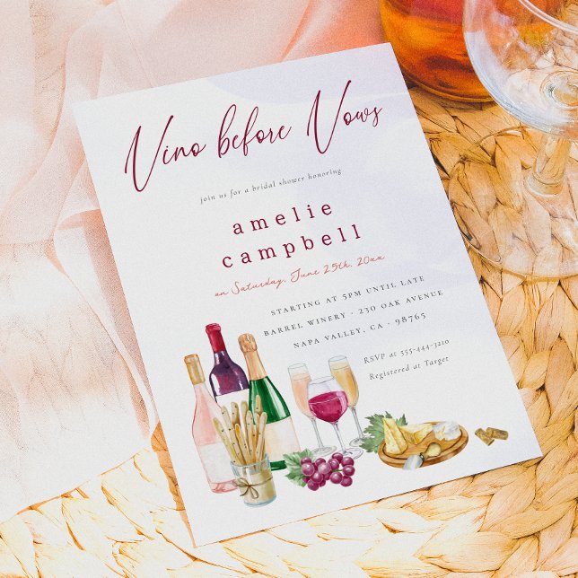 Vino Before Vows Brautparty Einladung (Card Front Mock-up)