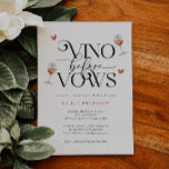 Vino Before Vows Brautparty Einladung<br><div class="desc">Verkostung der Braudusche Einladung mit Aquarellbildern von Weingläsern mit Rose. Im Text steht "vino before gelows".</div>