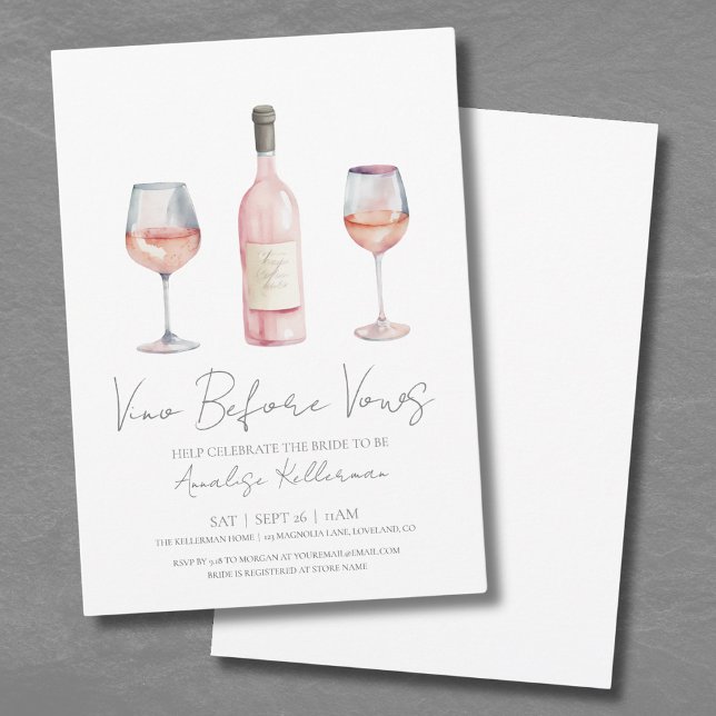 Vino Before Vows Brautparty Einladung (Vino Before Vows Bridal Shower Invitation )