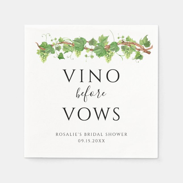 Vino Before Vows Brautparty Serviette (Vorderseite)
