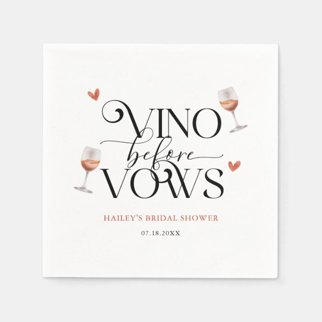 Vino Before Vows Brautparty Serviette (Vorderseite)