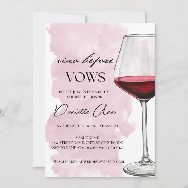 Vino Before Vows Bridal Dusche Einladung (Vorderseite)
