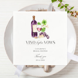 Vino Before Vows Bridal Shower Wine Watercolor Serviette