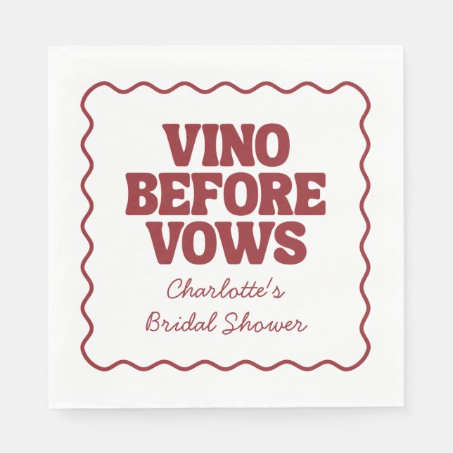 Vino Before Vows Burgundy Bridal Shower Serviette (Vorderseite)