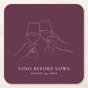 Vino Before Vows Chic Wein Junggesellinnenabschied Rechteckiger Pappuntersetzer