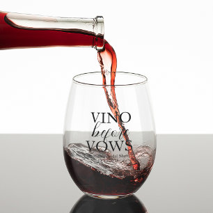 Vino Before Vows Custom Brautparty Weinglas Ohne Stiel