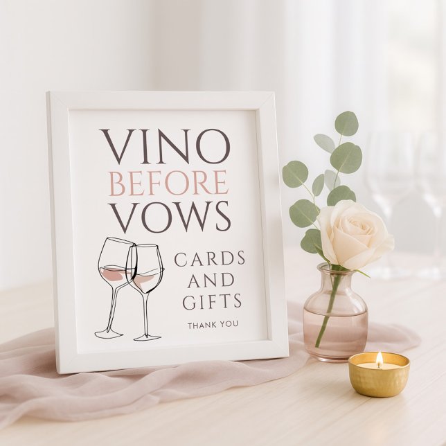 Vino Before Vows Doodle Cards Gifts Bridal Shower Poster (Von Creator hochgeladen)