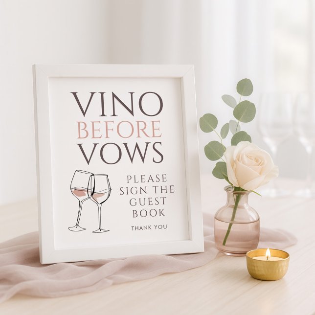 Vino Before Vows Doodle Guest Book Bridal Shower Poster (Von Creator hochgeladen)