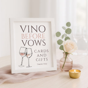 Vino Before Vows Doodle Karten Geschenke Brautpart Poster