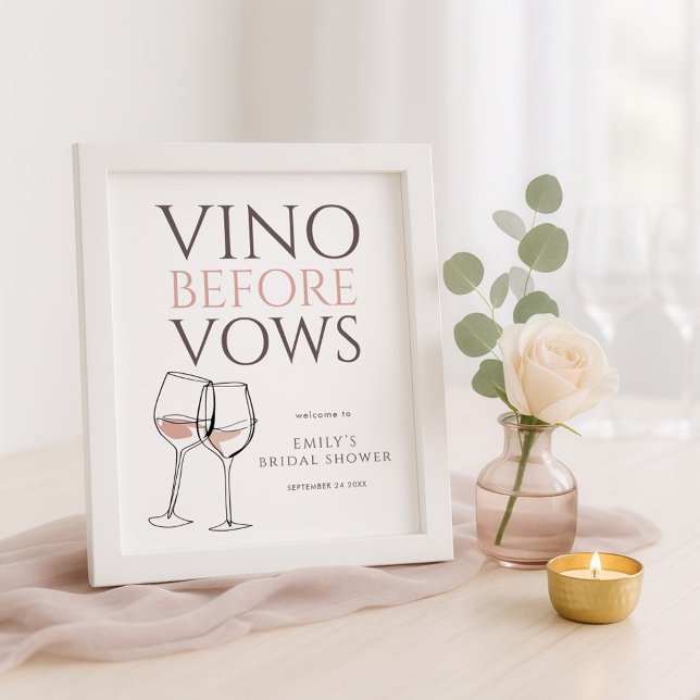 Vino Before Vows Doodle Wine Welcome Bridal Shower Poster (Von Creator hochgeladen)
