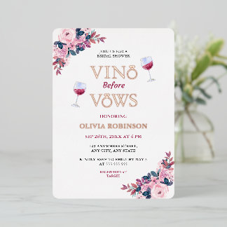 Vino Before Vows Floral Wine Theme Brautparty Folieneinladung