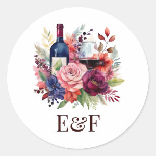 Vino Before Vows Florales Wein Brautparty Runder Aufkleber
