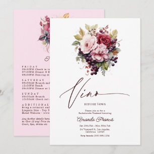 Vino Before Vows Florales Wein-Junggesellinnen-Woc Einladung