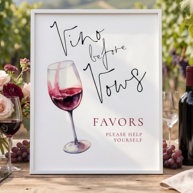 Vino Before Vows Geschenke Brautparty-Schild Poster (Von Creator hochgeladen)