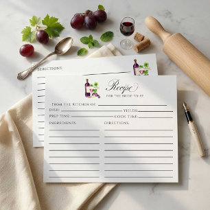 Vino Before Vows Rezeptkarte Bridal Shower Einlage