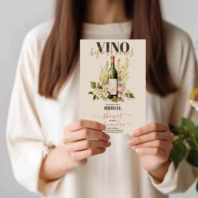 Vino Before Vows Rosa Brautparty Einladung (Von Creator hochgeladen)
