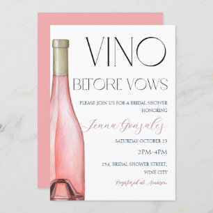 Vino Before Vows Rose Rosa Brautparty Einladung