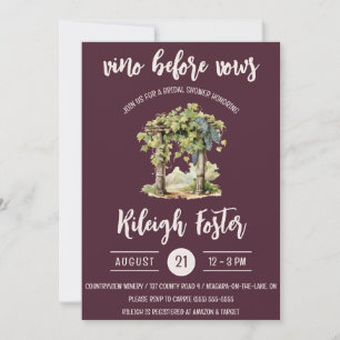 Vino Before Vows, Trellis, Weinreben-Brautjunggese Einladung