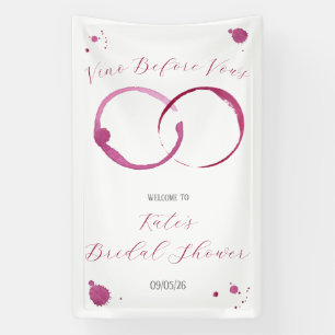 Vino Before Vows, Wein, Willkommensgruß zur Brautp Banner