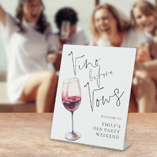 Vino Before Vows Willkommen im Hen Party Weekend Sockelschild