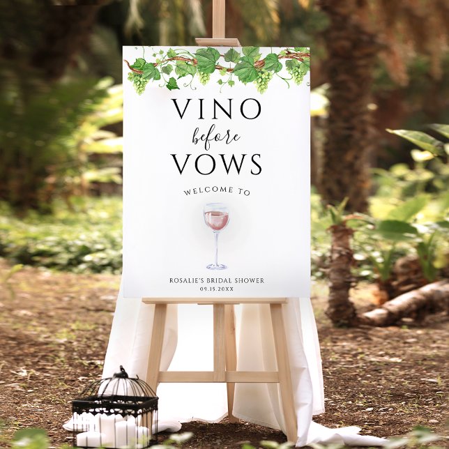 Vino Before Vows Wine Brautparty Begrüßungszeichen Poster (Von Creator hochgeladen)