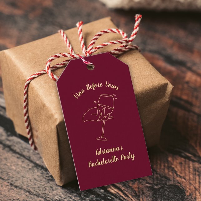 Vino Before Vows Wine Burgundy Bachelorette  Geschenkanhänger (Vino Before Vows Wine Burgundy Bachelorette Gift Tags)