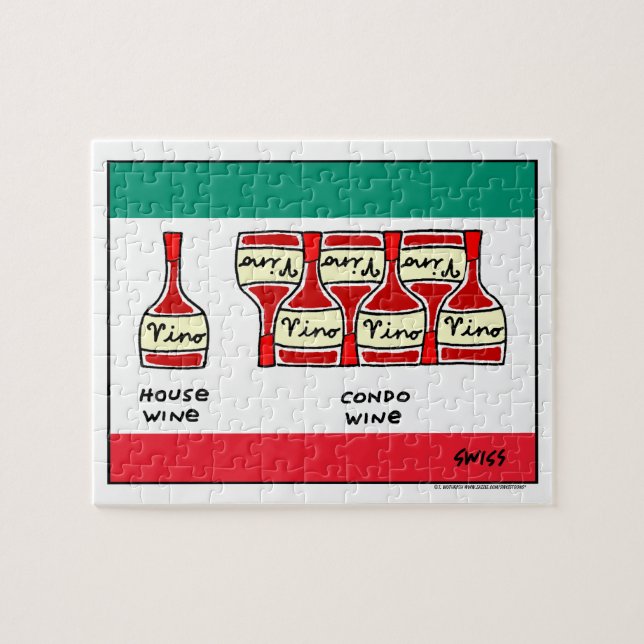 Vino Cartoon für Oenophiles Funny Weinflaschen Puzzle (Horizontal)