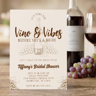 Vino & Vibes Braune Brautparty Einladung
