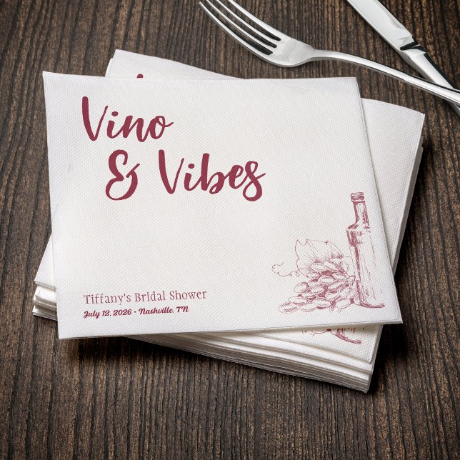 Vino & Vibes Brautparty Serviette (Von Creator hochgeladen)