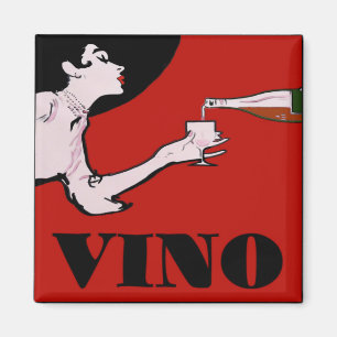 VINO- Vintage-Dame-Weinposter Magnet
