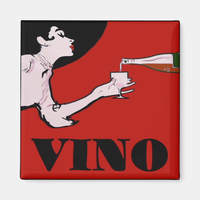 VINO - Vintages Weinposter der Lady Magnet (Vorne)