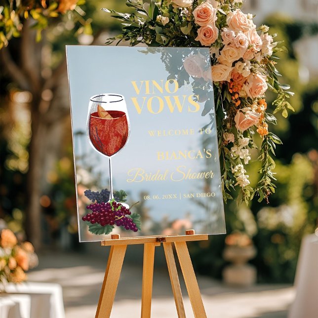 Vino Vor dem Vows-Brautparty Begrüßungszeichen Acrylschild (Von Creator hochgeladen)