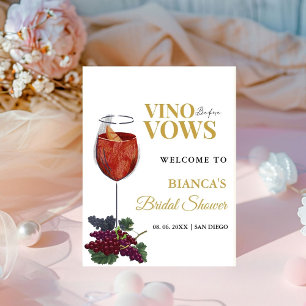 Vino Vor dem Vows-Brautparty Begrüßungszeichen Sockelschild