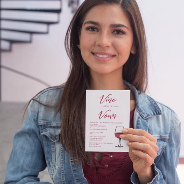 Vino vor den Vows vor der Hochzeit Begrüßung Party Begleitkarte (Von Creator hochgeladen)