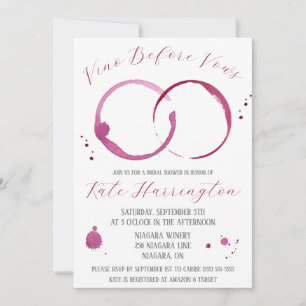 Vino vor den Vows, Wein, Weinstöcke, Brautparty Einladung